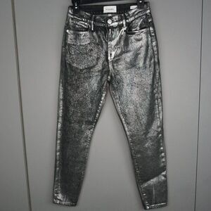Frame Women's Jeans Le High Skinny Crop Jeans in Coated Chrome Noir size 26